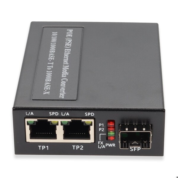 Add-On 10/100/1000BASE-TXRJ-45 X2 TO 1 OPEN SFP PORT POE+ 30W MEDIA CONVERTE ADD-GMC-2RJSFP-POE+ - main